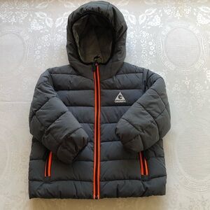 GERRY Hooded Kids Puffer Jacket Gray/Orange Trim Coat Boys Size 2T Zippered